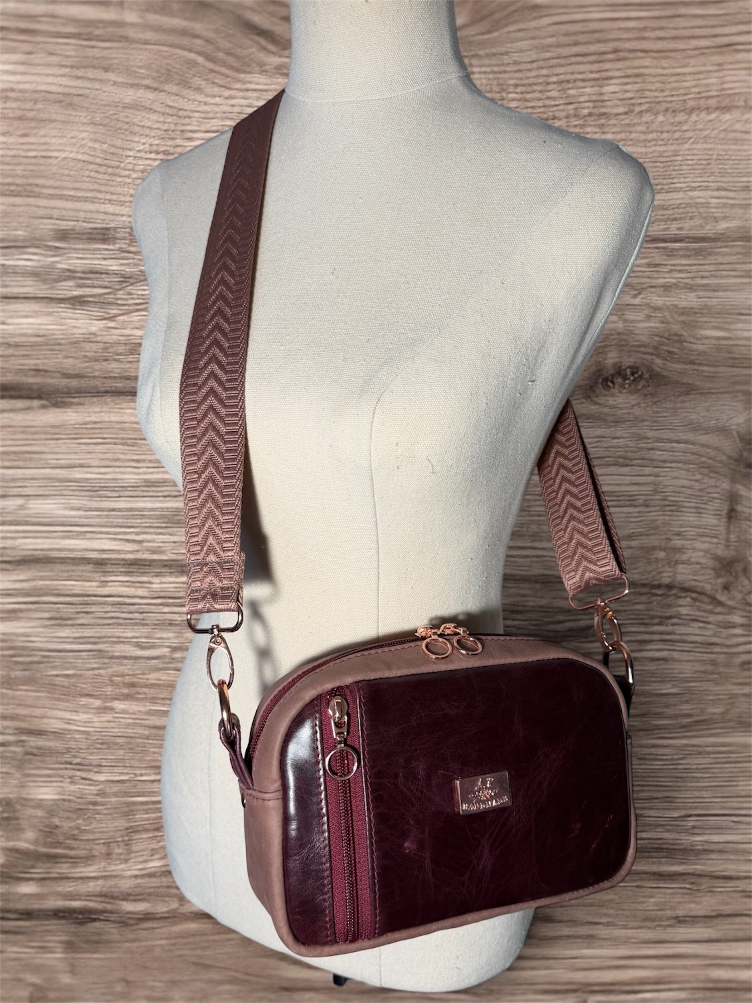 Lil Crossbody Bag! (Maroon & Blush Pink Leather)